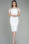 Short White Satin Night Dress ABK1640