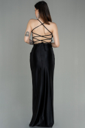 Black Long Satin Prom Gown ABU2800