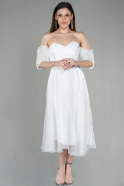 Midi White Evening Dress ABK1850