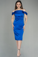 Short Sax Blue Satin Night Dress ABK1640