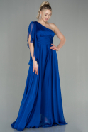 Long Sax Blue Chiffon Evening Dress ABU1755