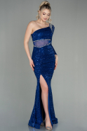 Long Sax Blue Scaly Evening Dress ABU2907