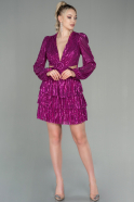 Short Fuchsia Scaly Invitation Dress ABK1644