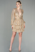 Short Gold Scaly Invitation Dress ABK1644