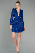 Short Sax Blue Scaly Invitation Dress ABK1644