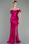 Fuchsia Long Satin Evening Dress ABU2814