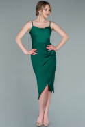 Midi Emerald Green Satin Invitation Dress ABK1848