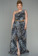 Long Leopar Chiffon Plus Size Evening Dress ABU2924