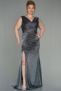 Long Black-Silver Plus Size Evening Dress ABU2985