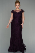Dark Purple Long Laced Plus Size Evening Dress ABU2650
