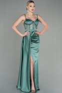 Turquoise Long Satin Evening Dress ABU2130