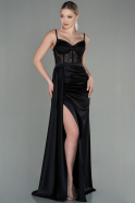 Long Black Satin Evening Dress ABU2130