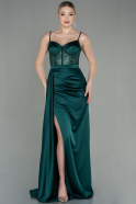 Emerald Green Long Satin Evening Dress ABU2130