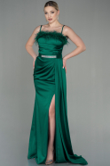 Long Emerald Green Satin Evening Dress ABU2939