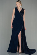 Long Navy Blue Dantelle Evening Dress ABU2951