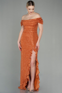 Long Orange Scaly Evening Dress ABU2954