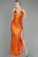 Long Orange Scaly Prom Gown ABU2955