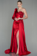 Red Long Satin Evening Dress ABU2610