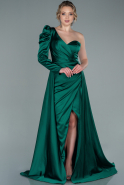Long Emerald Green Satin Evening Dress ABU1715
