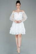 Short White Invitation Dress ABK992