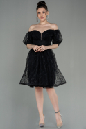 Short Black Dantelle Night Dress ABK1665