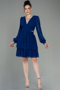 Sax Blue Short Chiffon Invitation Dress ABK1450