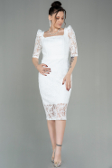 Midi White Dantelle Invitation Dress ABK1649