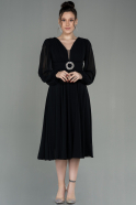 Midi Black Chiffon Invitation Dress ABK1667