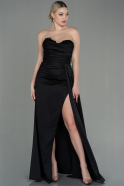 Long Black Satin Prom Gown ABU2965