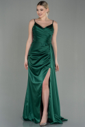 Green Long Satin Prom Gown ABU2273