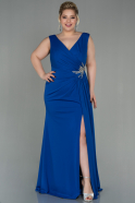 Long Sax Blue Plus Size Evening Dress ABU2934
