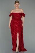 Long Red Scaly Plus Size Evening Dress ABU2973