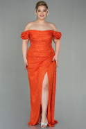 Long Orange Scaly Plus Size Evening Dress ABU2973