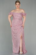 Long Powder Color Scaly Plus Size Evening Dress ABU2973
