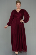 Robe de Soirée Grande Taille Longue Rouge Bordeaux ABU2962
