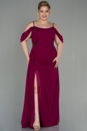 Plum Long Chiffon Plus Size Evening Dress ABU2929