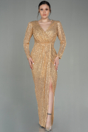 Gold Long Scaly Evening Dress ABU2859