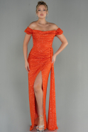 Long Orange Scaly Evening Dress ABU2987