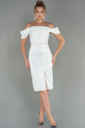 Midi White Satin Night Dress ABK1692