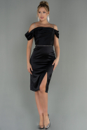 Midi Black Satin Night Dress ABK1692