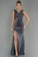Long Black-Silver Plus Size Evening Dress ABU2926