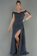 Long Grey Chiffon Evening Dress ABU3012
