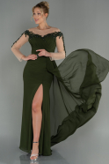 Long Olive Drab Chiffon Evening Dress ABU3012
