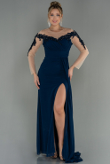 Long Navy Blue Chiffon Evening Dress ABU3012
