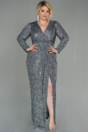 Anthracite Long Scaly Plus Size Evening Dress ABU2878