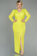 Pistachio Green Long Scaly Plus Size Evening Dress ABU2878