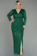 Green Long Scaly Plus Size Evening Dress ABU2878