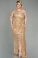 Long Gold Scaly Plus Size Evening Dress ABU3014