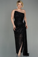 Long Black Scaly Plus Size Evening Dress ABU3014