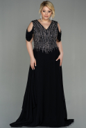 Long Black Chiffon Plus Size Evening Dress ABU2948